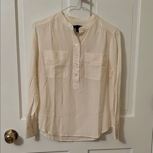 J Crew Cream Popover Silk Button-Up Blouse 4P